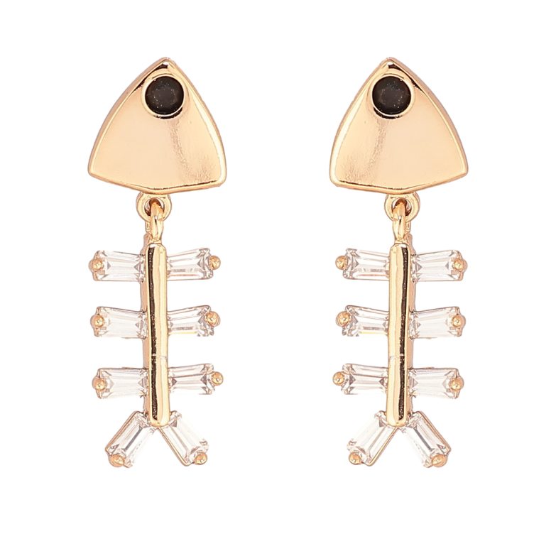 Серьги Xuping Позолота 18K пусеты Рыбные скелеты фото №1
