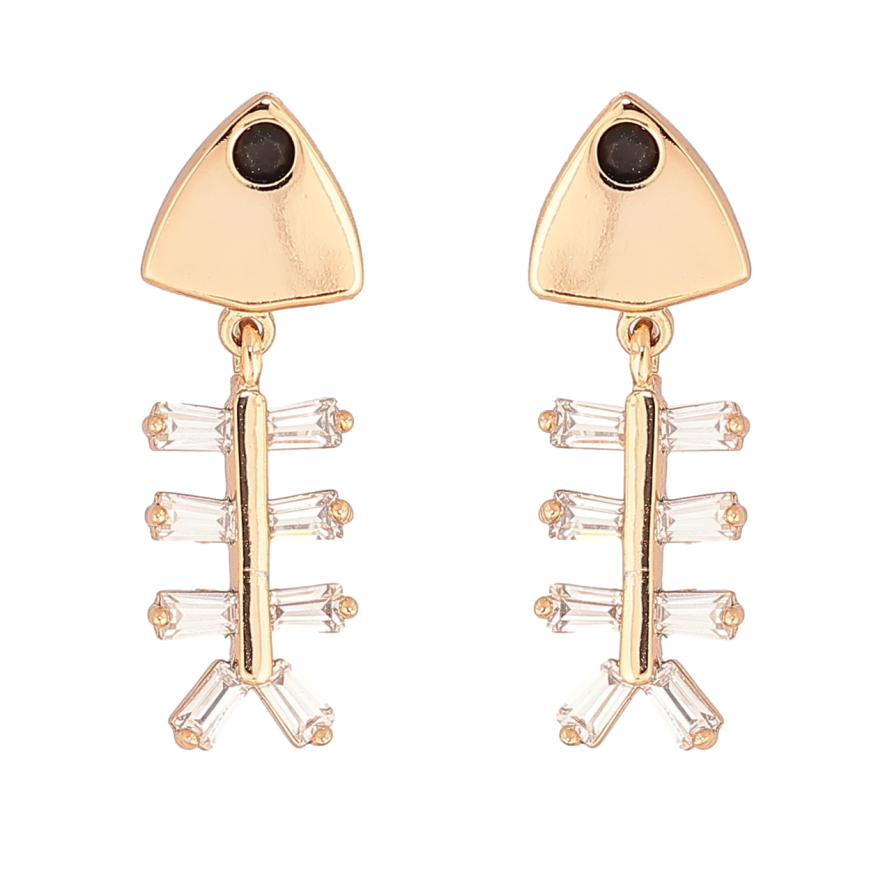 Сережки Xuping Позолота 18K пусети «Рибні скелети» фото №1