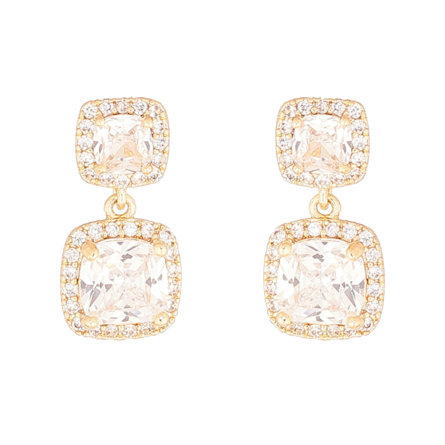 Сережки Xuping Позолота 18K пусети «Кришталеві підвіски» фото №1 Сережки Xuping Позолота 18K пусети «Кришталеві підвіски» фото №1