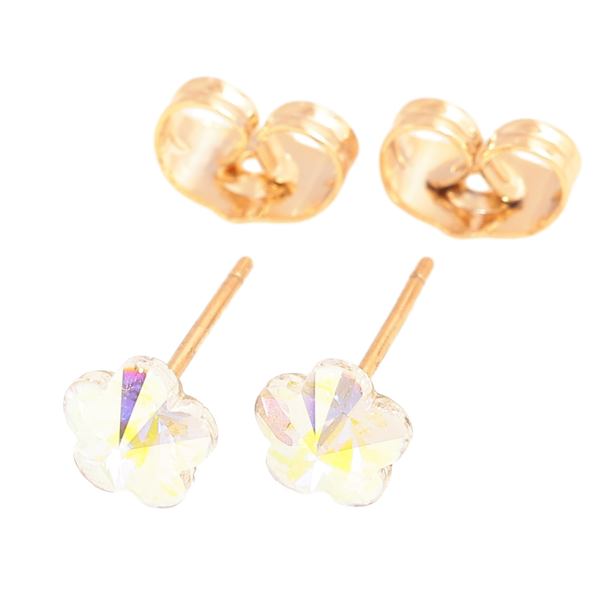 Сережки Xuping Позолота 18K пусети «Райдужні кришталеві квіточки» фото №1 Сережки Xuping Позолота 18K пусети «Райдужні кришталеві квіточки» фото №1