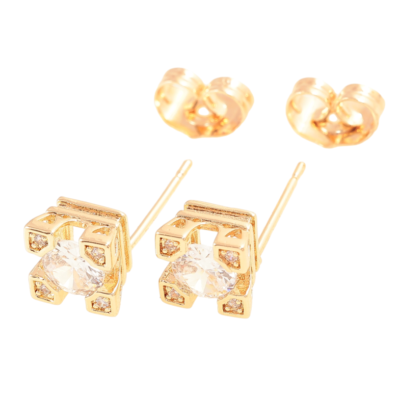 Серьги Xuping Позолота 18K пусеты Узор с кристаллами фото №1 Серьги Xuping Позолота 18K пусеты Узор с кристаллами фото №1