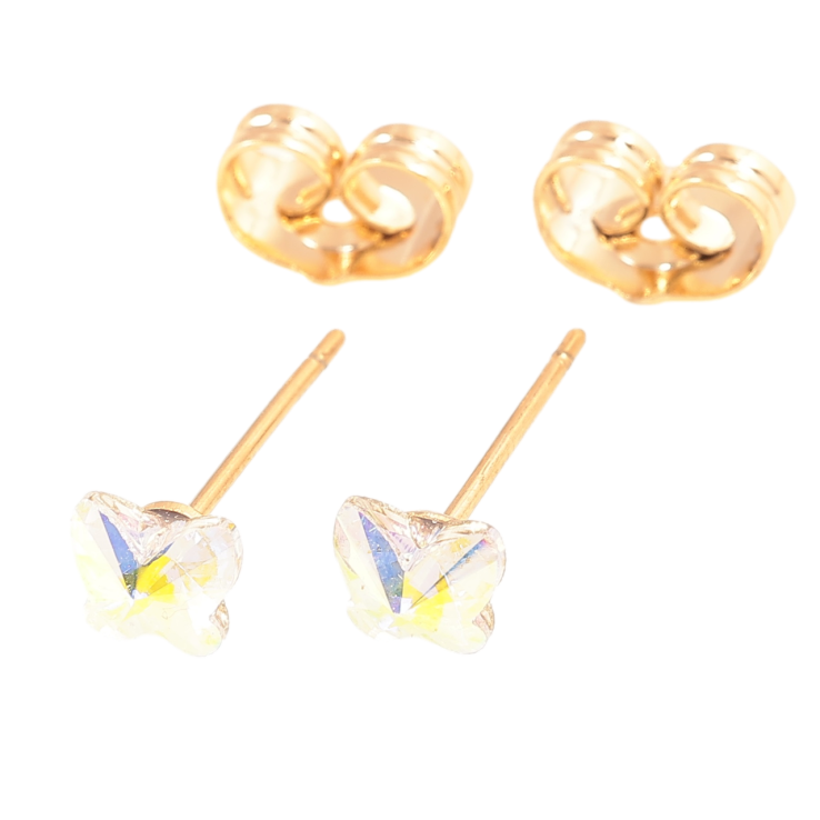 Сережки Xuping Позолота 18K пусети «Райдужні кришталеві метелики» фото №4