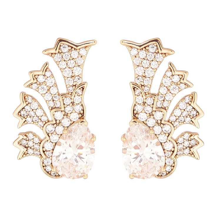 Серьги Xuping Позолота 18K пусеты Узор с инкрустацией кристаллами фото №12