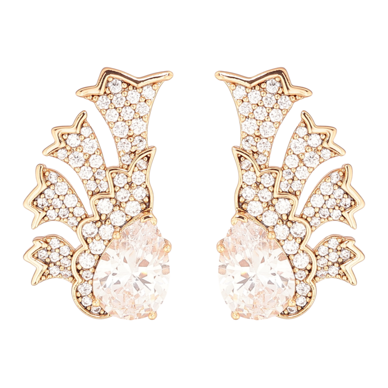 Серьги Xuping Позолота 18K пусеты Узор с инкрустацией кристаллами фото №2