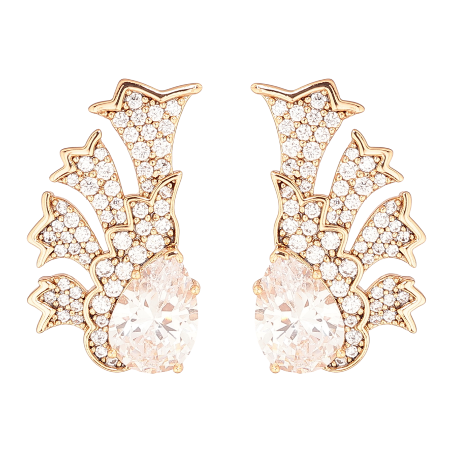 Серьги Xuping Позолота 18K пусеты Узор с инкрустацией кристаллами фото №1