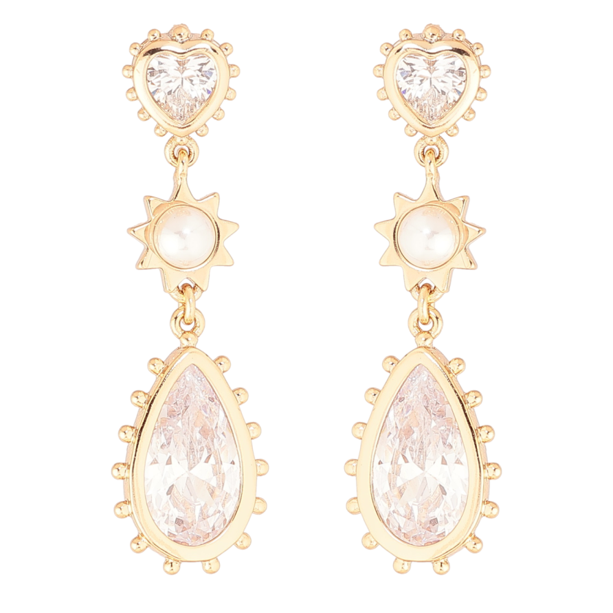 Сережки Xuping Позолота 18K пусети «Кришталеві підвіски» фото №1