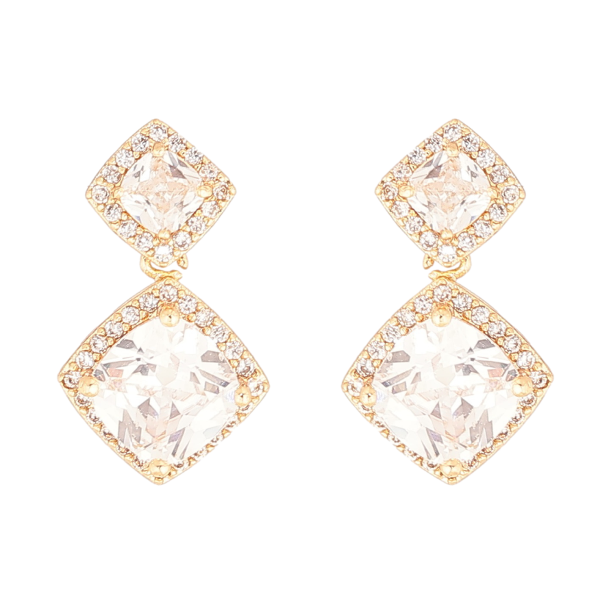 Сережки Xuping Позолота 18K пусети «Кришталеві підвіски» фото №1