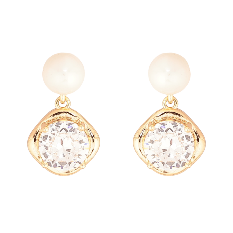 Серьги Xuping Позолота 18K пусеты Жемчужины с кристальными подвесками фото №1