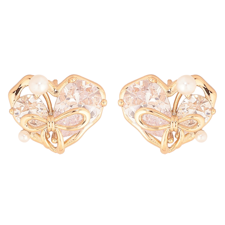 Серьги Xuping Позолота 18K пусеты Кристальные сердечки фото №1 Серьги Xuping Позолота 18K пусеты Кристальные сердечки фото №1