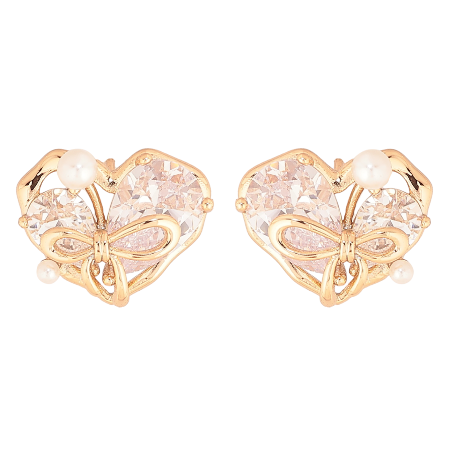 Сережки Xuping Позолота 18K пусети «Кришталеві сердечка» фото №1 Сережки Xuping Позолота 18K пусети «Кришталеві сердечка» фото №1