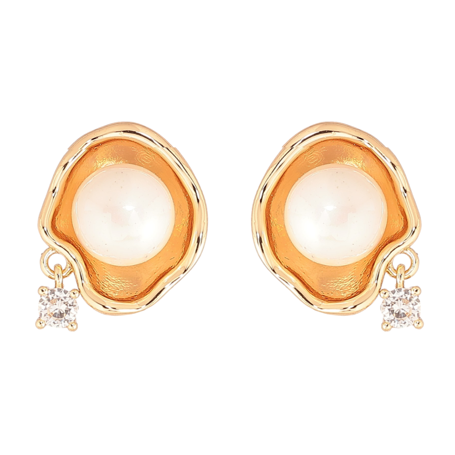 Сережки Xuping Позолота 18K пусети «Декоративний візерунок з перлинами» фото №1