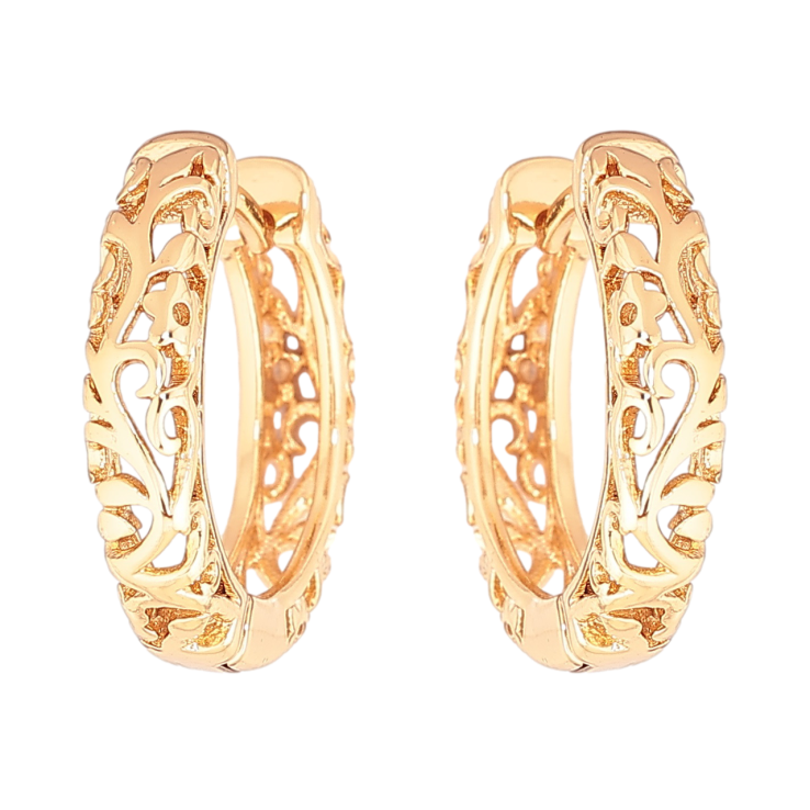 Сережки Xuping Позолота 18K колечка «Різьблений візерунок» фото №15 Сережки Xuping Позолота 18K колечка «Різьблений візерунок» фото №15