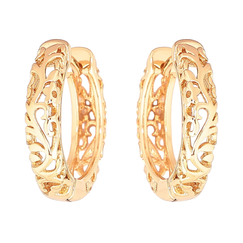 Серьги Xuping Позолота 18K колечки Резной узор фото №1 Серьги Xuping Позолота 18K колечки Резной узор фото №1