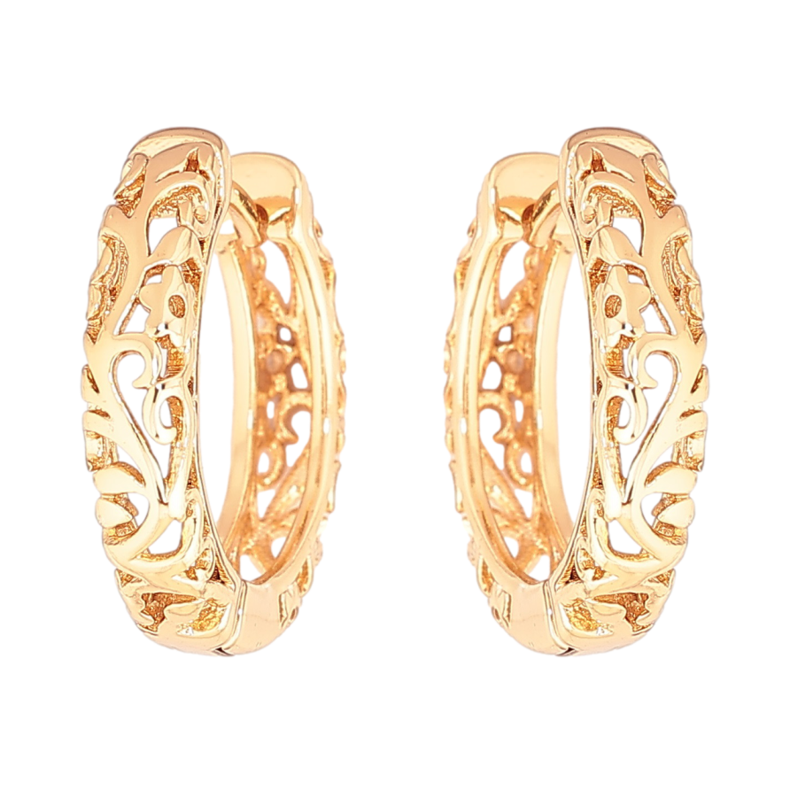 Сережки Xuping Позолота 18K колечка «Різьблений візерунок» фото №1