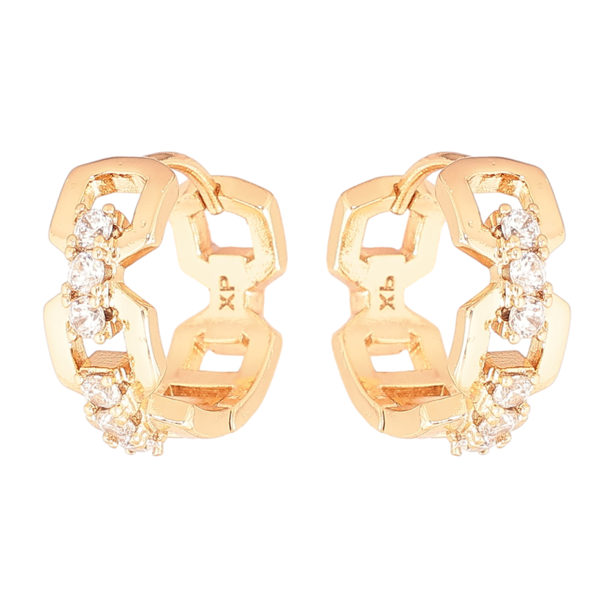 Сережки Xuping Позолота 18K колечка  «Декоративний візерунок із кристалами» фото №1