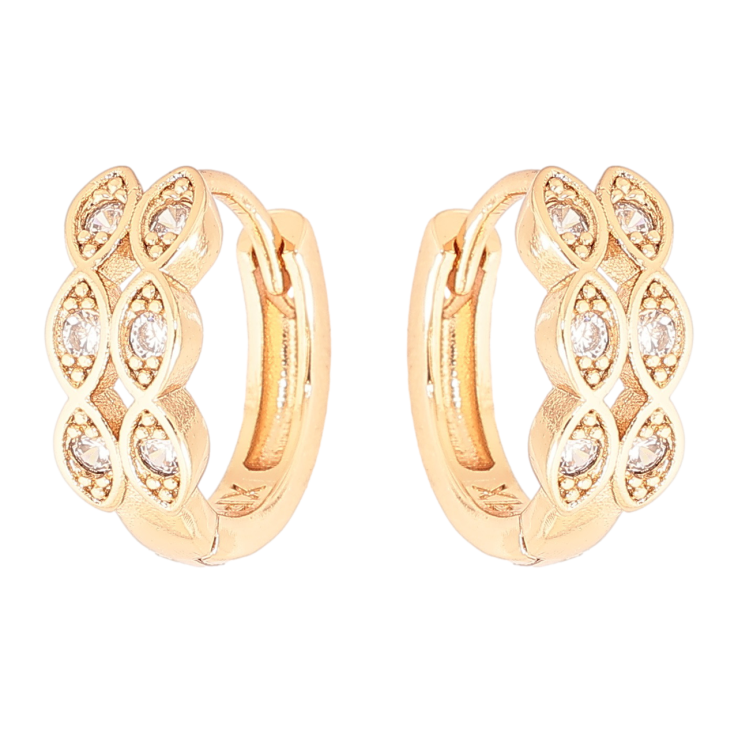 Сережки Xuping Позолота 18K колечка «Декоративний візерунок з кристалами» фото №3