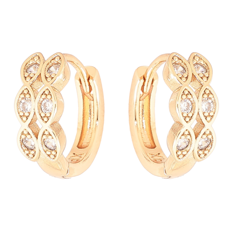 Сережки Xuping Позолота 18K колечка «Декоративний візерунок з кристалами» фото №1 Сережки Xuping Позолота 18K колечка «Декоративний візерунок з кристалами» фото №1