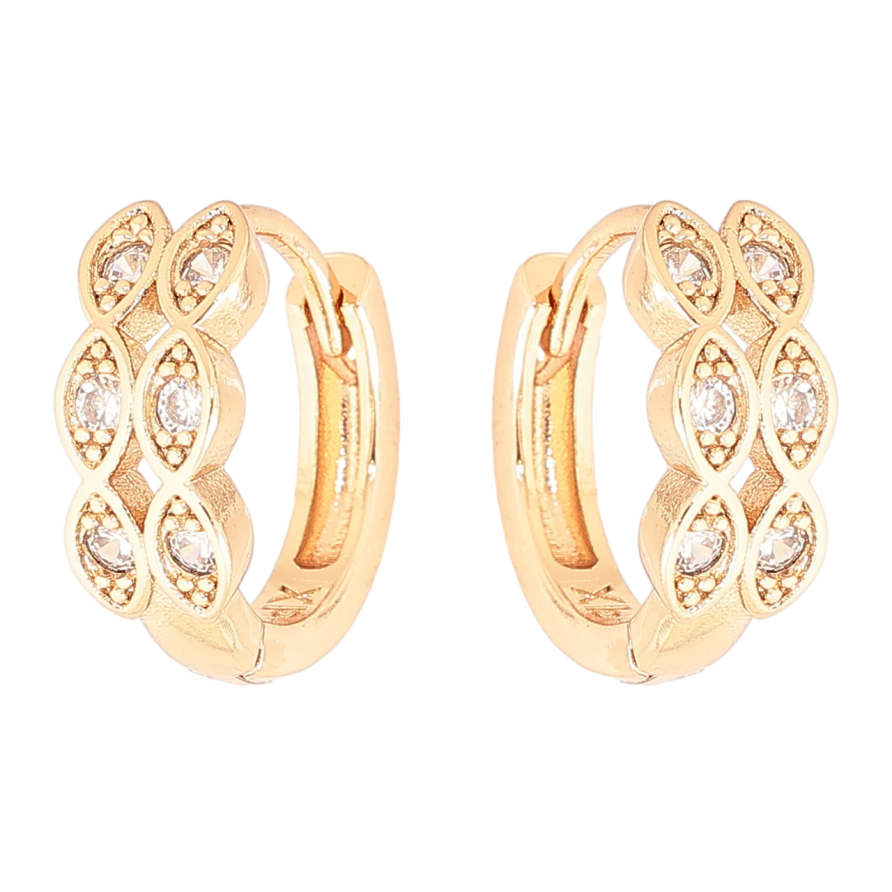 Сережки Xuping Позолота 18K колечка «Декоративний візерунок з кристалами» фото №1 Сережки Xuping Позолота 18K колечка «Декоративний візерунок з кристалами» фото №1