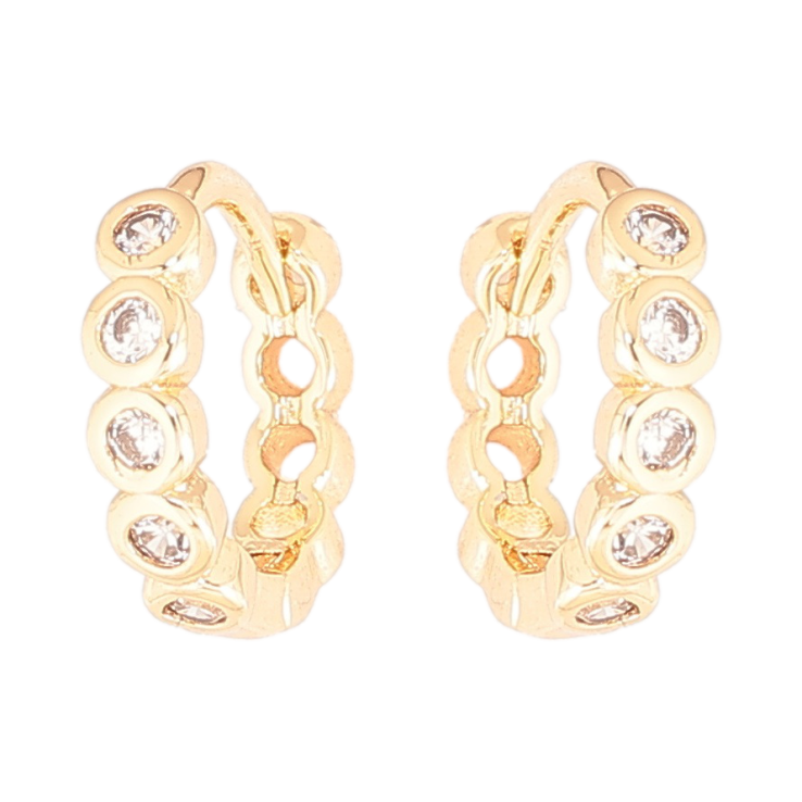 Сережки Xuping Позолота 18K колечка «Доріжки кристалів» фото №2 Сережки Xuping Позолота 18K колечка «Доріжки кристалів» фото №2