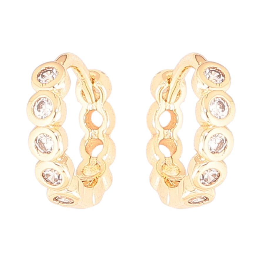 Сережки Xuping Позолота 18K колечка «Доріжки кристалів» фото №1 Сережки Xuping Позолота 18K колечка «Доріжки кристалів» фото №1