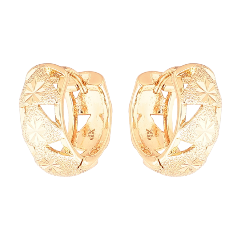 Сережки Xuping Позолота 18K колечка «Декоративний візерунок із шагренью» фото №2