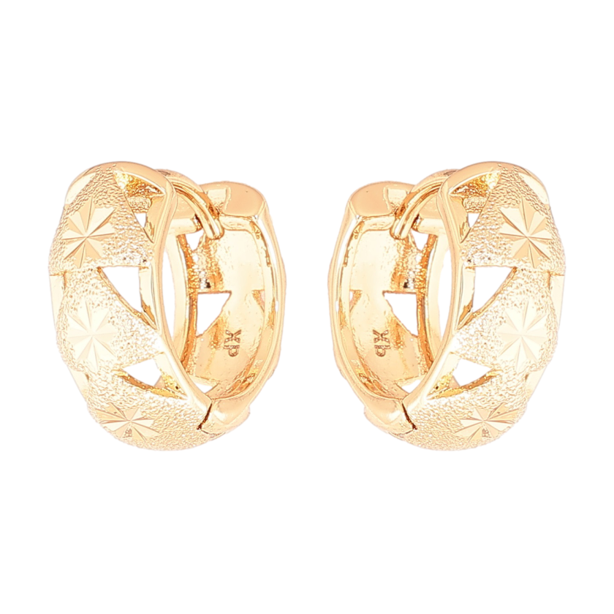 Серьги Xuping Позолота 18K колечки Декоративный узор с шагренью фото №1