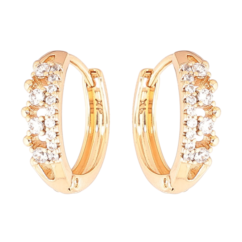 Сережки Xuping Позолота 18K колечка «Візерунок з кристалами» фото №1