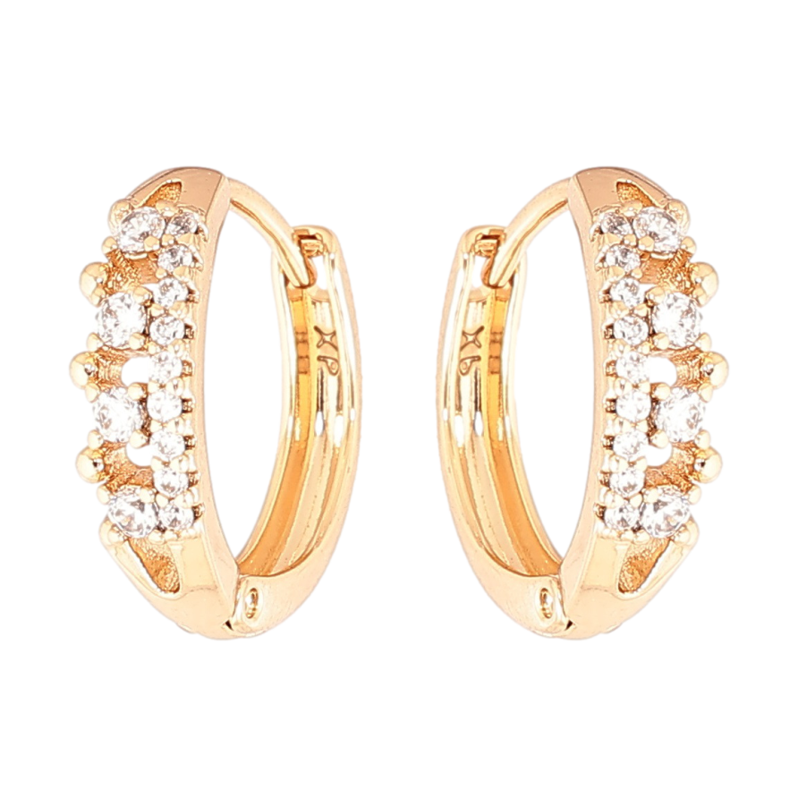 Серьги Xuping Позолота 18K колечки Узор с кристаллами фото №1