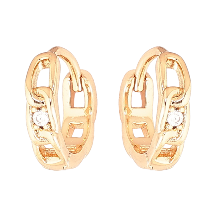 Сережки Xuping Позолота 18K колечка «Візерунок ланцюжок із кристалами» фото №4 Сережки Xuping Позолота 18K колечка «Візерунок ланцюжок із кристалами» фото №4