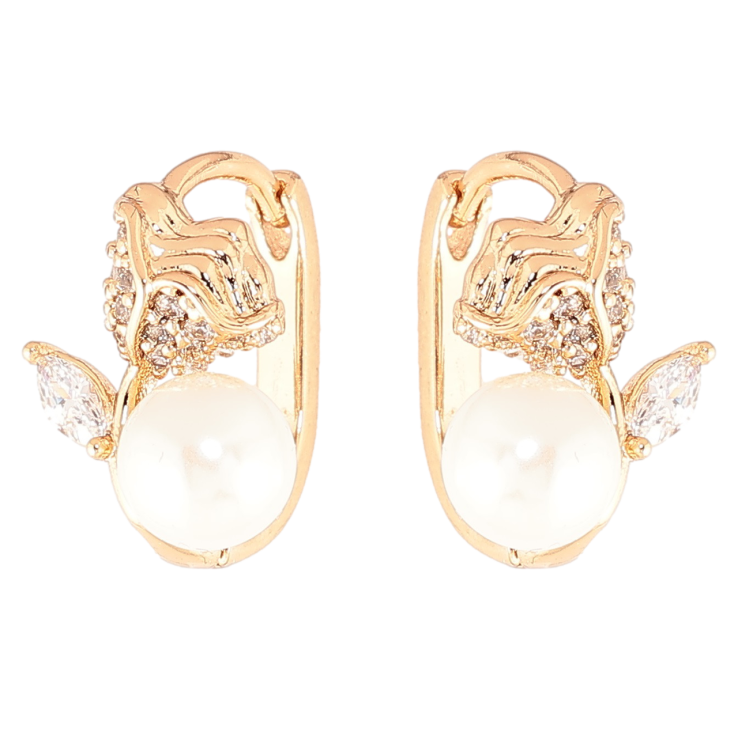 Сережки Xuping Позолота 18K колечка «Квіточки з перлинами» фото №25 Сережки Xuping Позолота 18K колечка «Квіточки з перлинами» фото №25