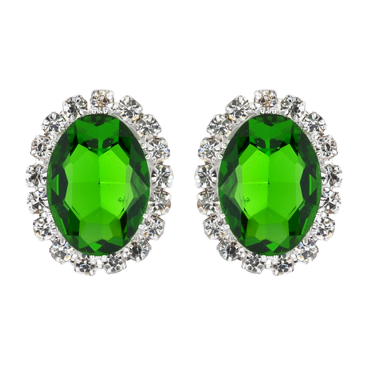 Сережки пусети Зелені кристали в обрамленні страз фото №23