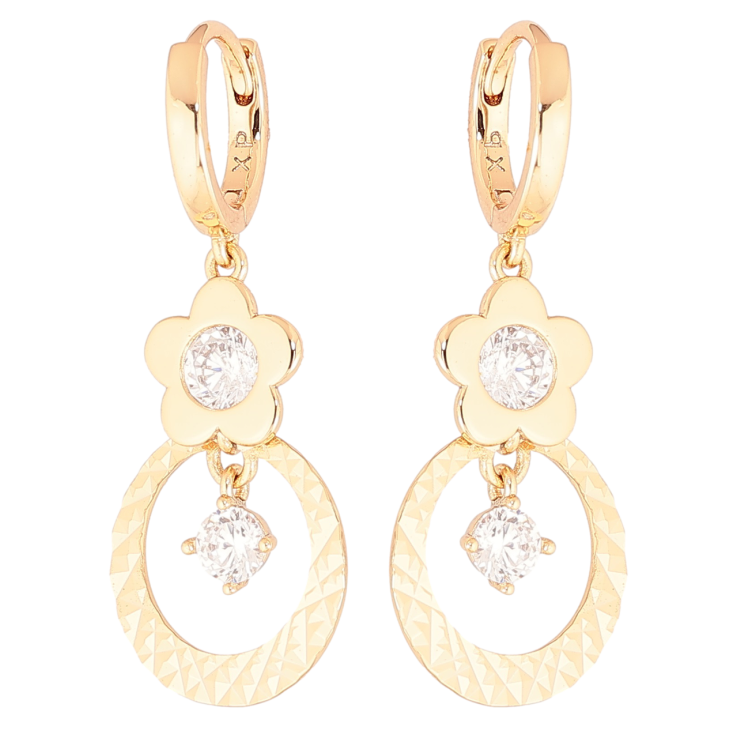 Серьги Xuping Позолота 18K подвески на колечках Цветочные подвески с кристаллами фото №21