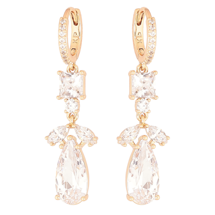 Серьги Xuping Позолота 18K подвески на колечках Кристальные подвески фото №25