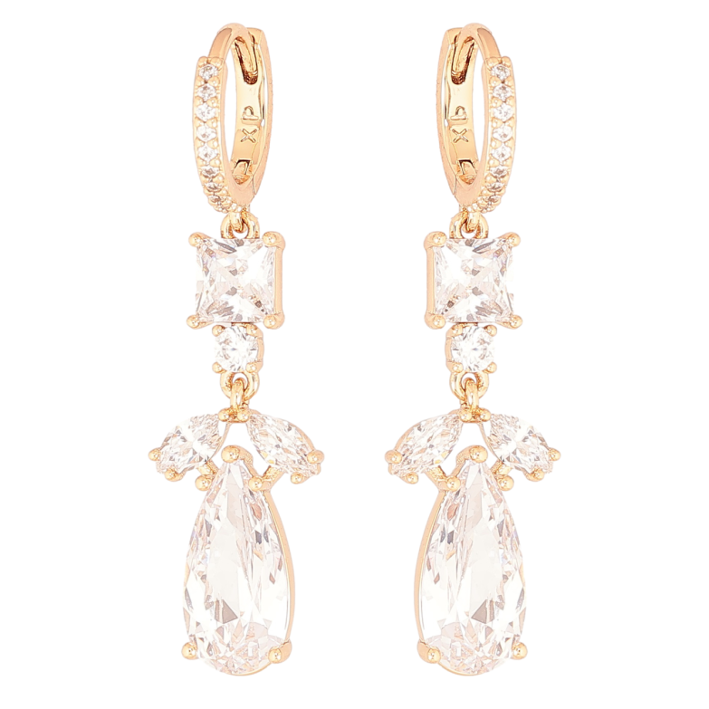 Серьги Xuping Позолота 18K подвески на колечках Кристальные подвески фото №1