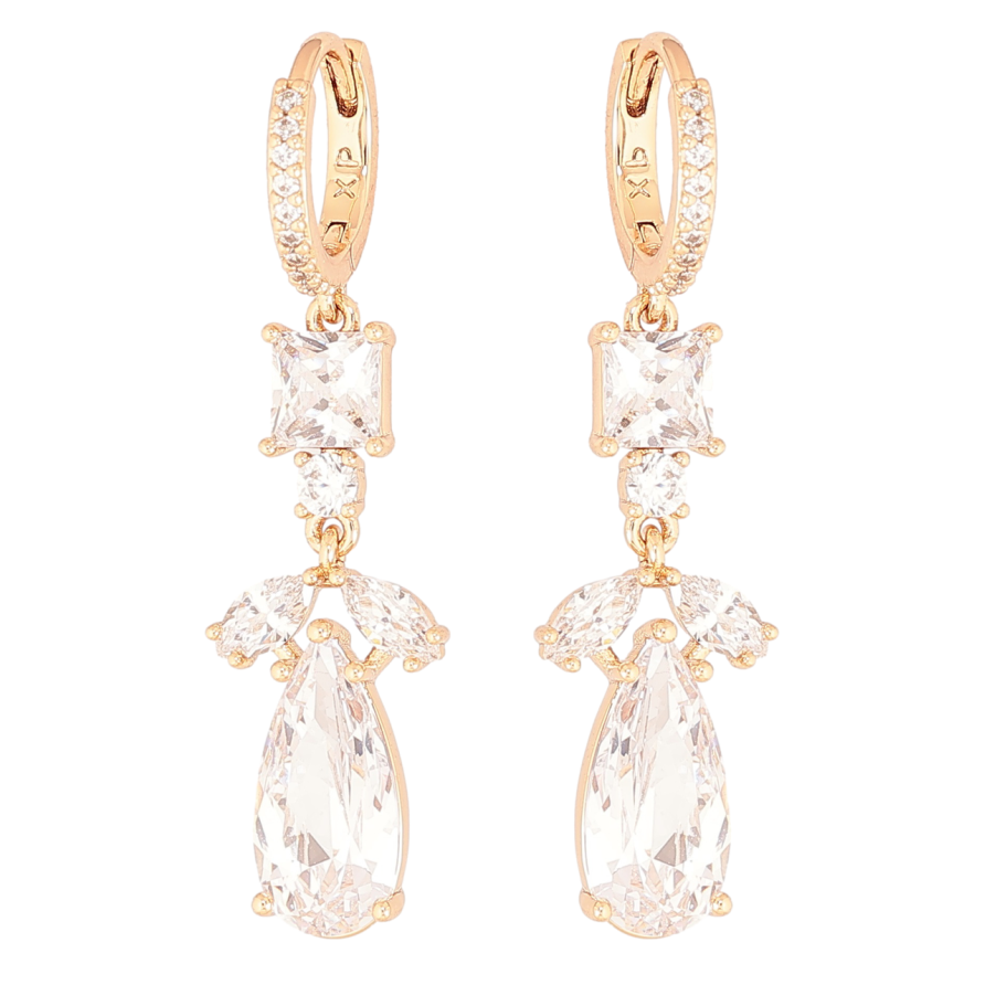 Серьги Xuping Позолота 18K подвески на колечках Кристальные подвески фото №1