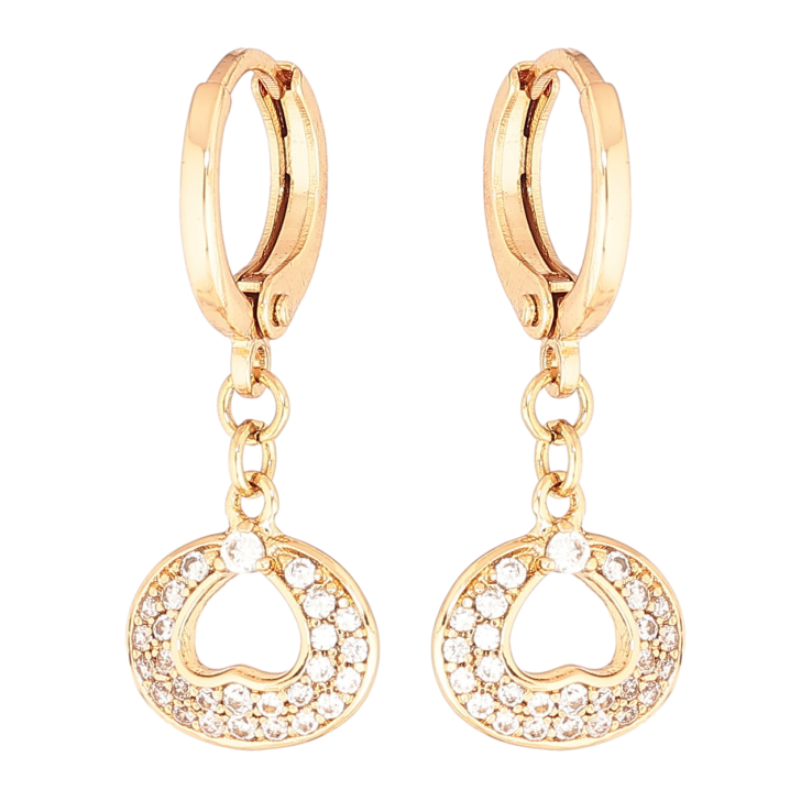 Серьги Xuping Позолота 18K подвески на колечках Узор с инкрустацией кристаллами фото №22