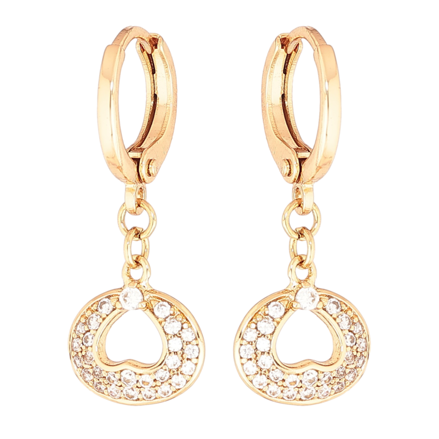 Серьги Xuping Позолота 18K подвески на колечках Узор с инкрустацией кристаллами фото №1