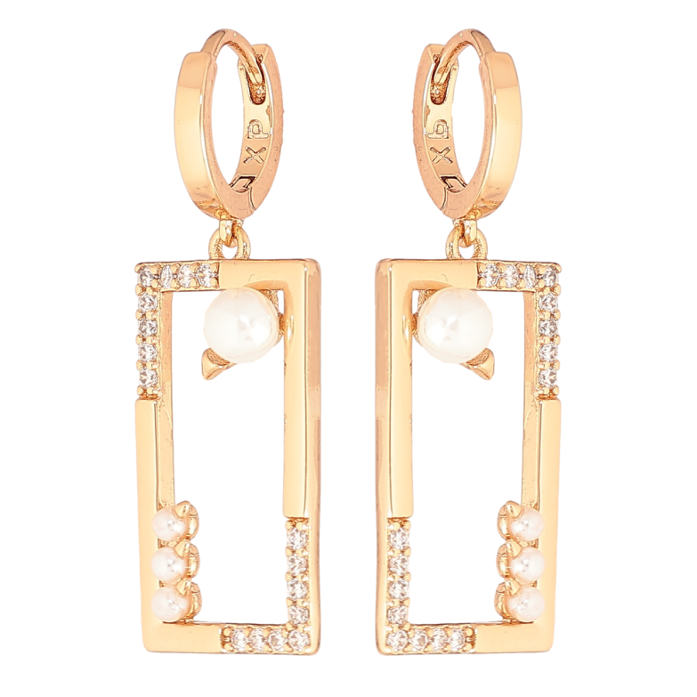 Серьги Xuping Позолота 18K подвески на колечках Прямоугольные подвески с кристаллами и жемчужинами фото №8 Серьги Xuping Позолота 18K подвески на колечках Прямоугольные подвески с кристаллами и жемчужинами фото №8