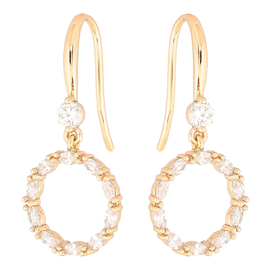 Серьги Xuping Позолота 18K французский замок Колечки с кристаллами фото №1 Серьги Xuping Позолота 18K французский замок Колечки с кристаллами фото №1