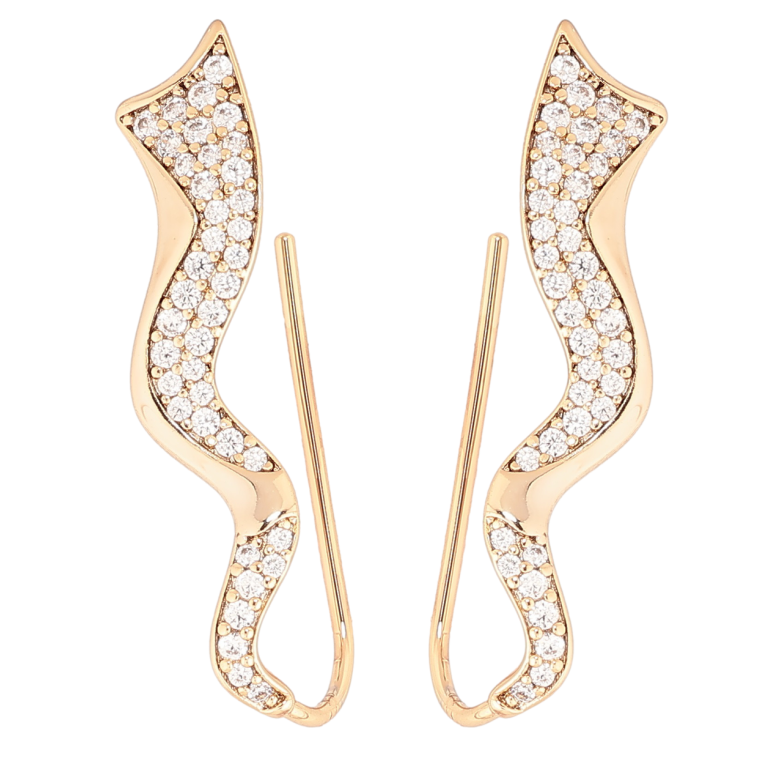 Сережки Xuping Позолота 18K клаймбери «Візерунок з інкрустацією кристалами» фото №1