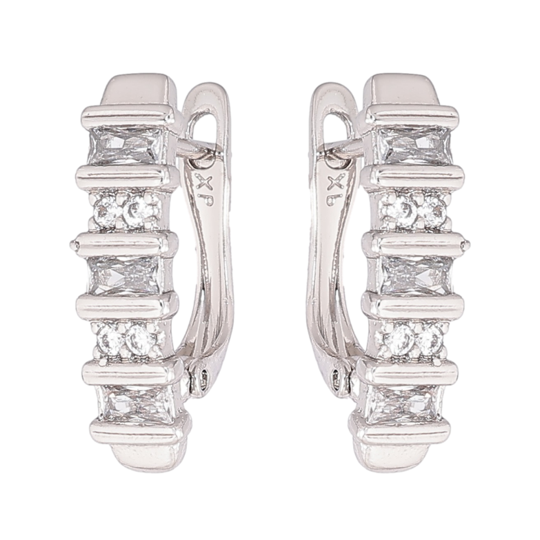 Сережки Xuping Родій англійський замок «Інкрустація кристалами» фото №2 Сережки Xuping Родій англійський замок «Інкрустація кристалами» фото №2