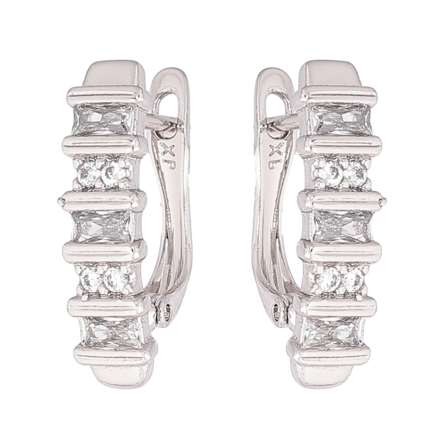 Серьги Xuping Родий английский замок Инкрустация кристаллами фото №1 Серьги Xuping Родий английский замок Инкрустация кристаллами фото №1