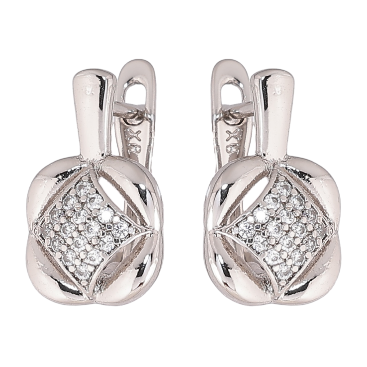 Серьги Xuping Родий английский замок Узор с кристаллами фото №21