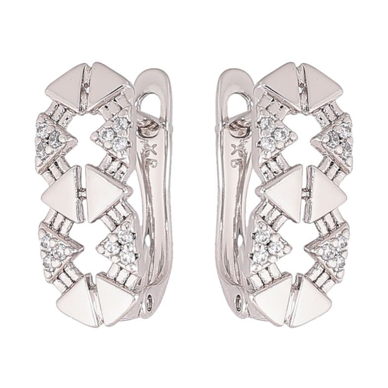 Сережки Xuping Родій англійський замок «Декоративний візерунок з кристалами» фото №1 Сережки Xuping Родій англійський замок «Декоративний візерунок з кристалами» фото №1