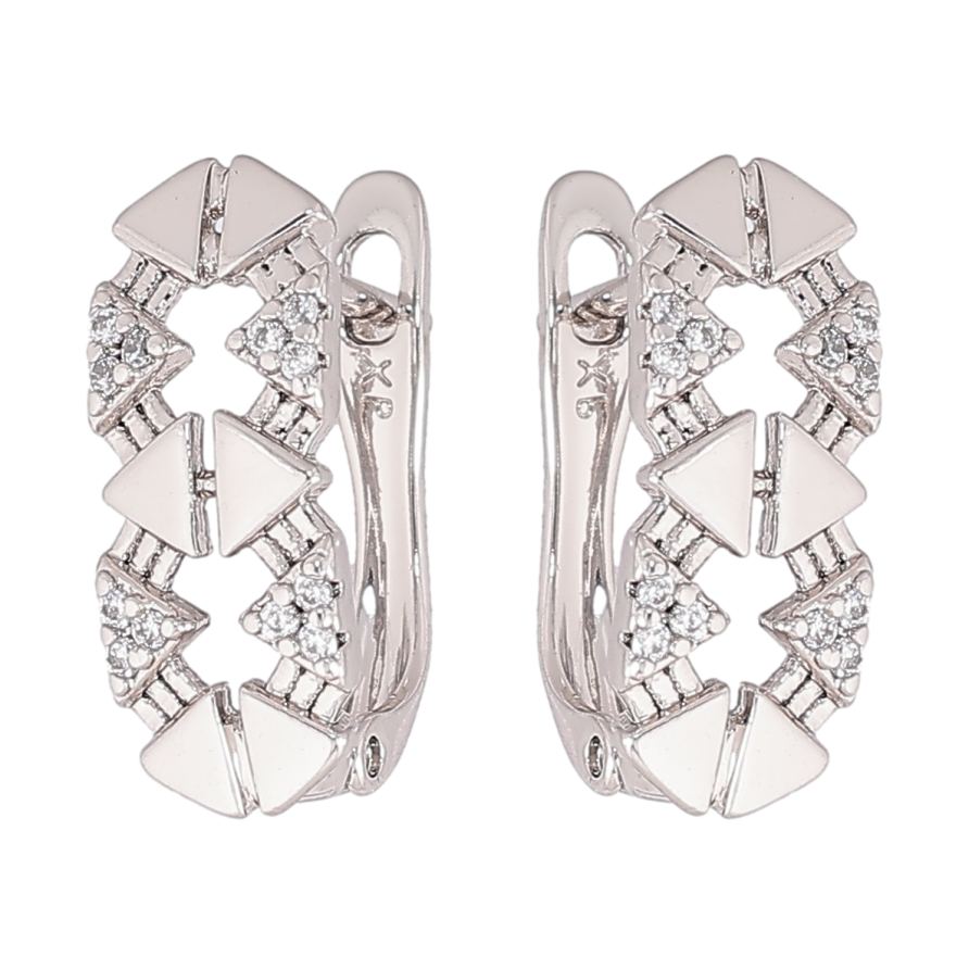 Сережки Xuping Родій англійський замок «Декоративний візерунок з кристалами» фото №1 Сережки Xuping Родій англійський замок «Декоративний візерунок з кристалами» фото №1