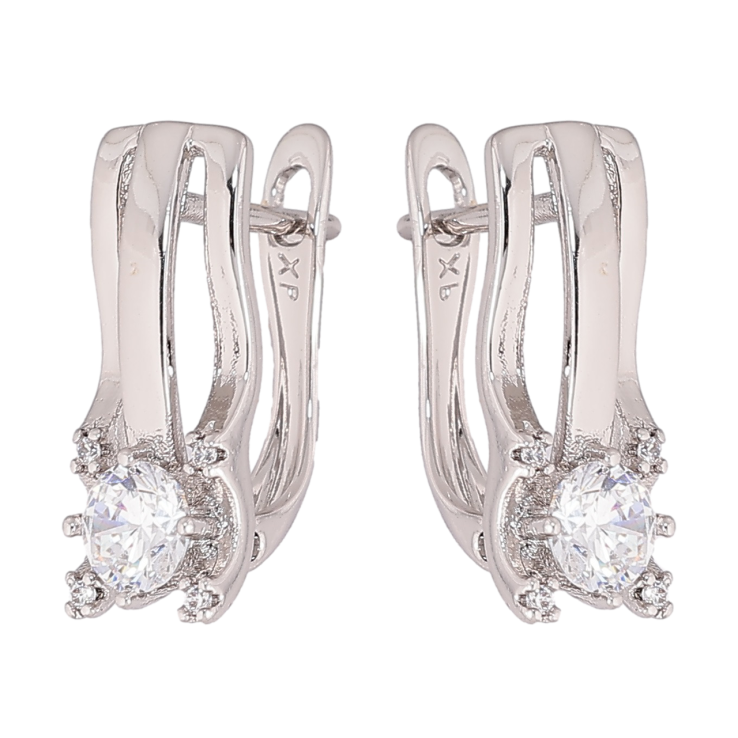 Серьги Xuping Родий английский замок Узор с кристаллами фото №20 Серьги Xuping Родий английский замок Узор с кристаллами фото №20