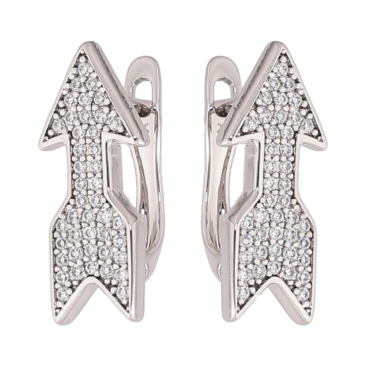 Серьги Xuping Родий английский замок Стрелки с инкрустацией кристаллами фото №22