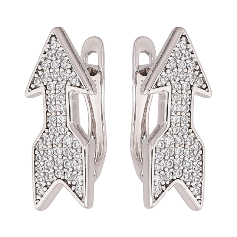 Сережки Xuping Родій англійський замок «Стрілки з інкрустацією кристалами» фото №1 Сережки Xuping Родій англійський замок «Стрілки з інкрустацією кристалами» фото №1