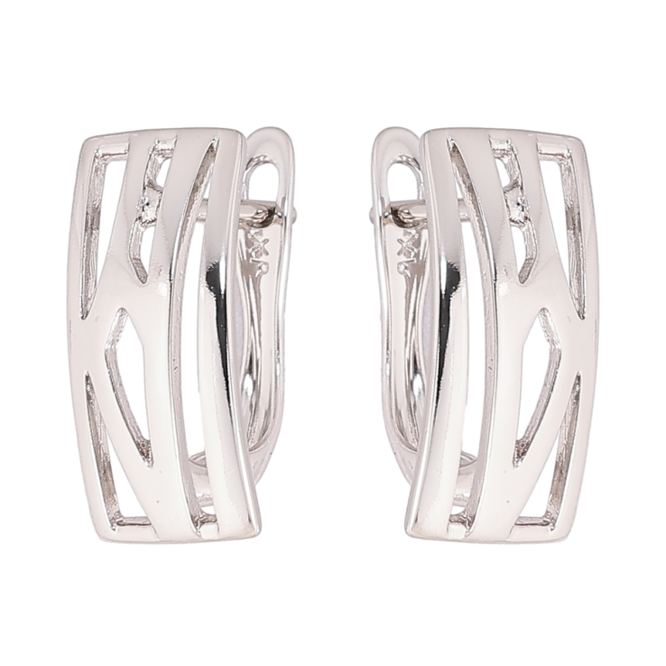 Серьги Xuping Родий английский замок Прямоугольники с резным узором фото №16