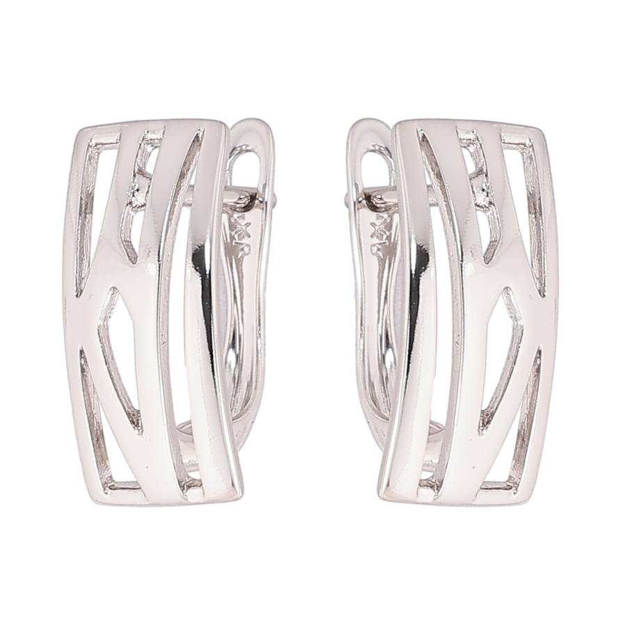 Серьги Xuping Родий английский замок Прямоугольники с резным узором фото №1 Серьги Xuping Родий английский замок Прямоугольники с резным узором фото №1